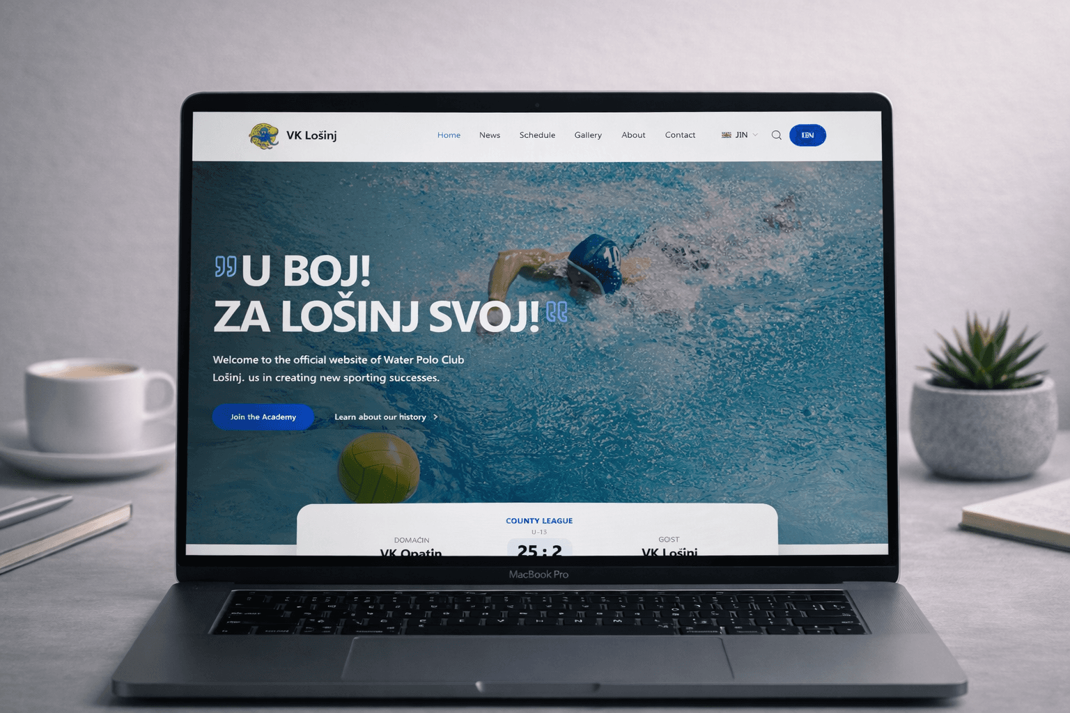 Mockup image of the VK Lošinj's landing page